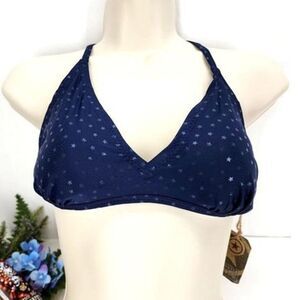 Triangle Bikini Top by Converse - Navy Blue with Stars, Criss Cross Back - MED